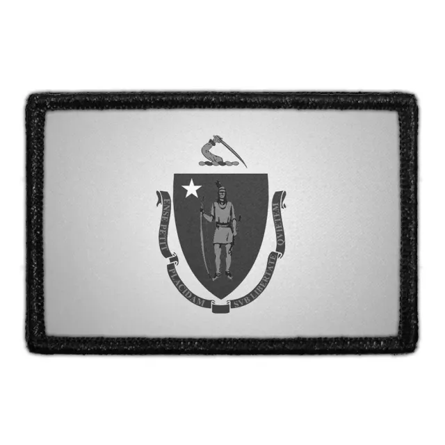 Pull Patch Massachusetts State Flag Black White patch