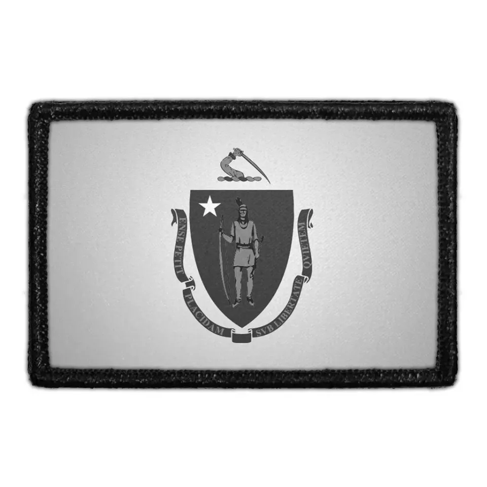 Pull Patch Massachusetts State Flag Black White patch