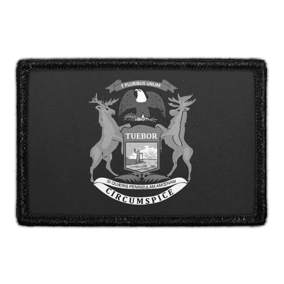Pull Patch Michigan State Flag patch sort hvid velcro