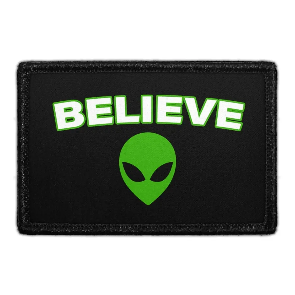 Pull Patch Alien Head Believe patch med velcro