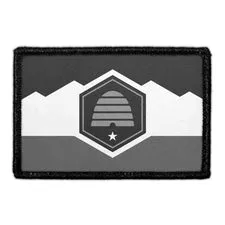 Pull Patch Utah State Flag Black White patch velcro