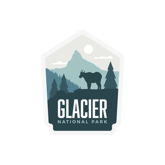 Vagabond Heart Glacier National Park sticker 70x57 mm