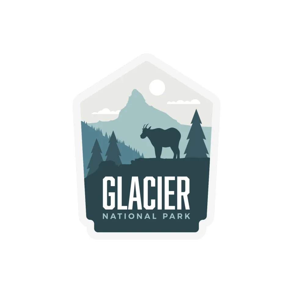 Vagabond Heart Glacier National Park sticker 70x57 mm