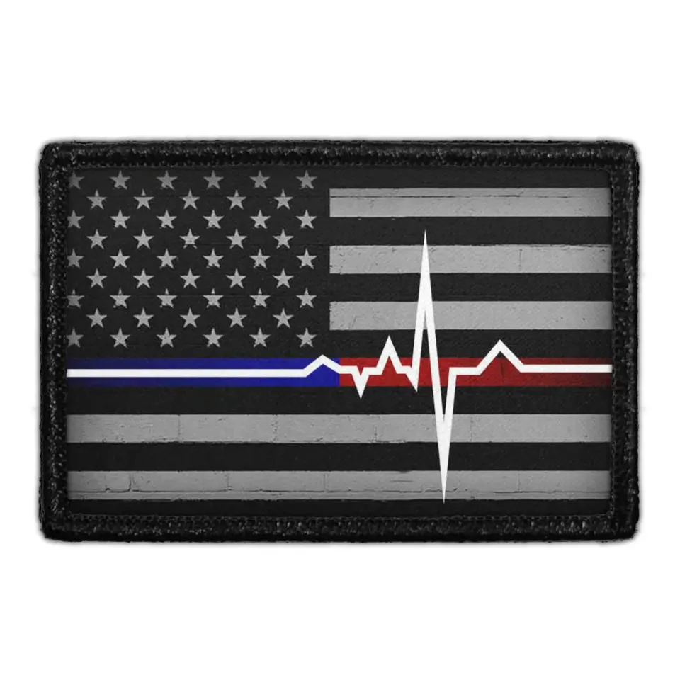 Pull Patch American Flag Lifeline Black White patch