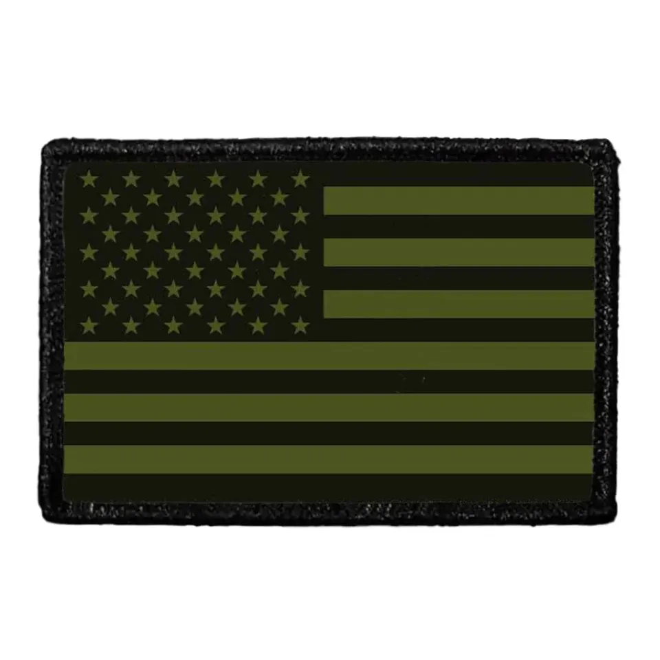 Pull Patch American Flag Military Green patch med velcro grøn