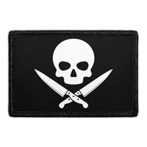 Pull Patch Skull With Knives patch med velcro – kranie med knive