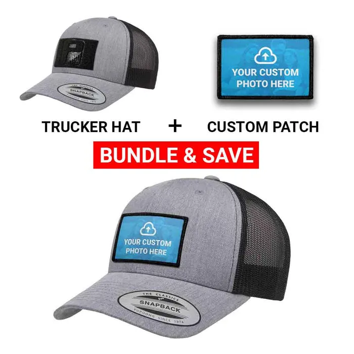 Pull Patch Custom Photo + Trucker kasket bundle grå sort