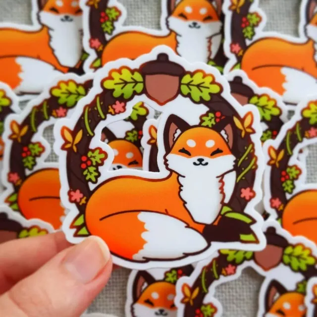 Appleminte Woodland Fox klistermærke mat vinyl 76 mm