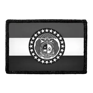 Pull Patch Missouri Flag patch sort-hvid velcro 76 mm