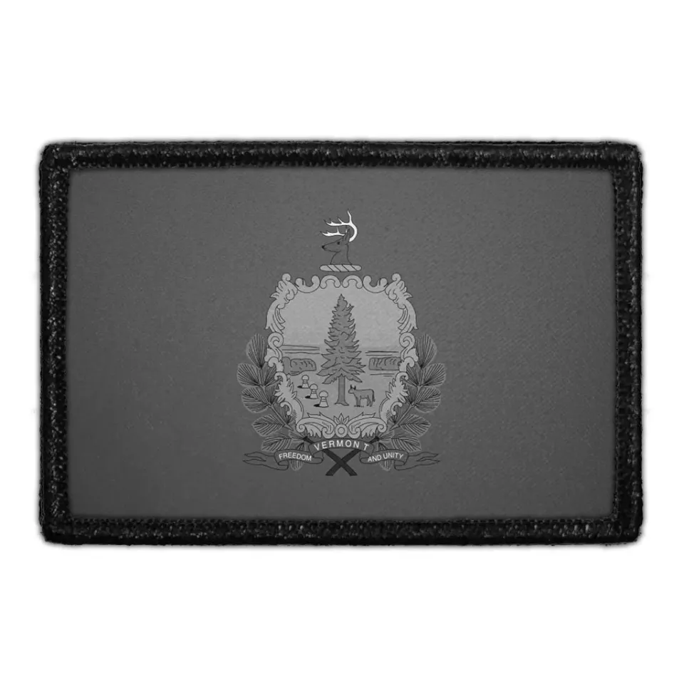 Pull Patch Vermont flag patch sort-hvid 76mm