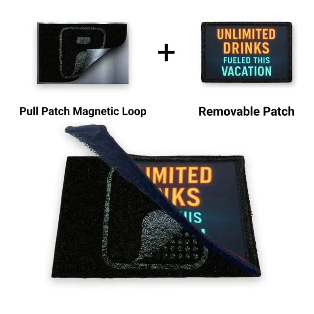 Pull Patch Unlimited Drinks Fueled Vacation patch 3x2 velcro