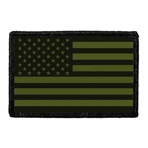 Pull Patch American Flag Military Green patch med velcro grøn