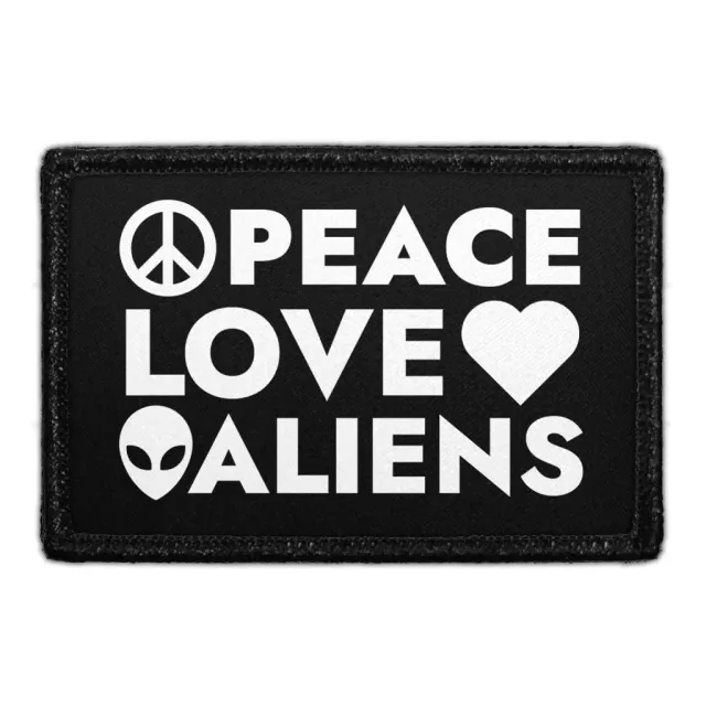 Pull Patch Peace Love Aliens patch med velcro 1 stk ufo
