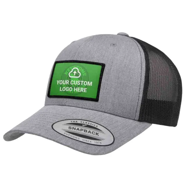 Pull Patch Custom Logo trucker kasket grå sort snapback