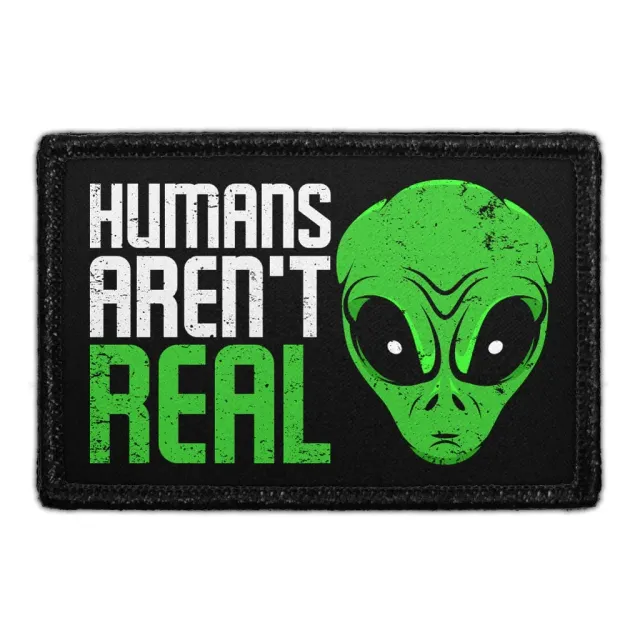 Pull Patch Humans Aren't Real Alien Head patch med velcro
