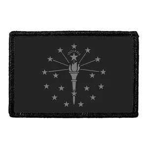 Pull Patch Indiana State Flag patch sort-hvid velcro