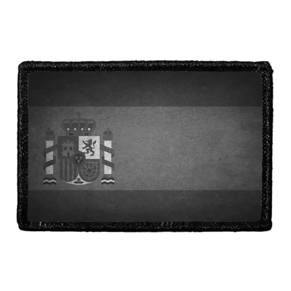 Pull Patch Spain Flag patch sort-hvid velcro