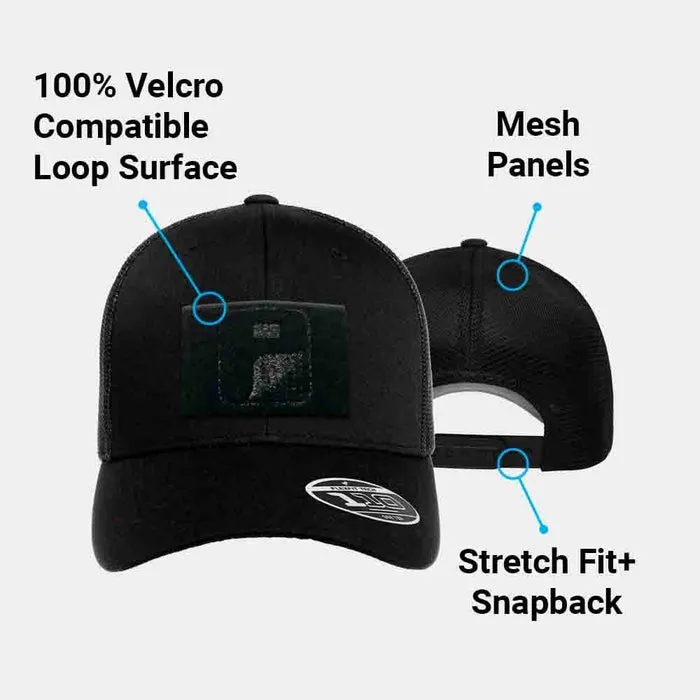 Pull Patch Trucker Curved Bill Flexfit Snapback kasket sort