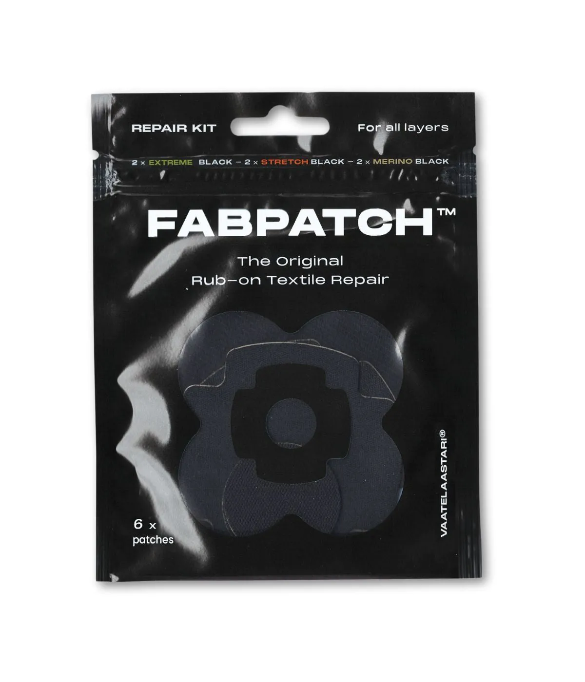 FabPatch Repair Kit Black Trio lapper 6-pak sort