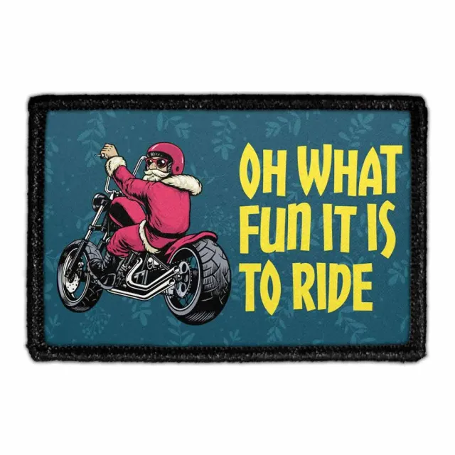 Pull Patch Santa On Motorcycle Oh What Fun patch velcro