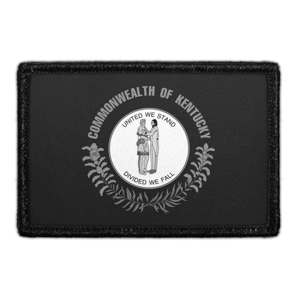 Pull Patch Kentucky State Flag patch sort-hvid velcro