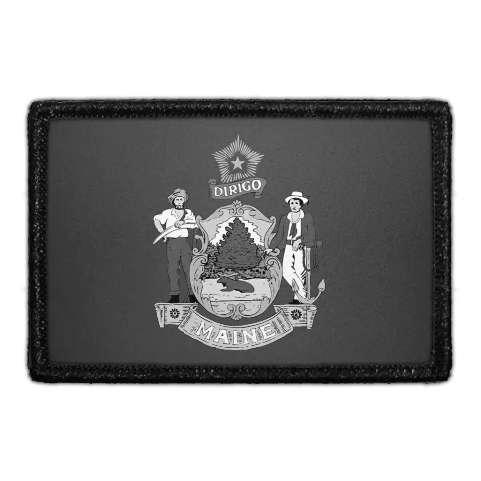 Pull Patch Maine State Flag patch sort hvid