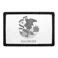 Pull Patch Illinois flag patch sort-hvid velcro