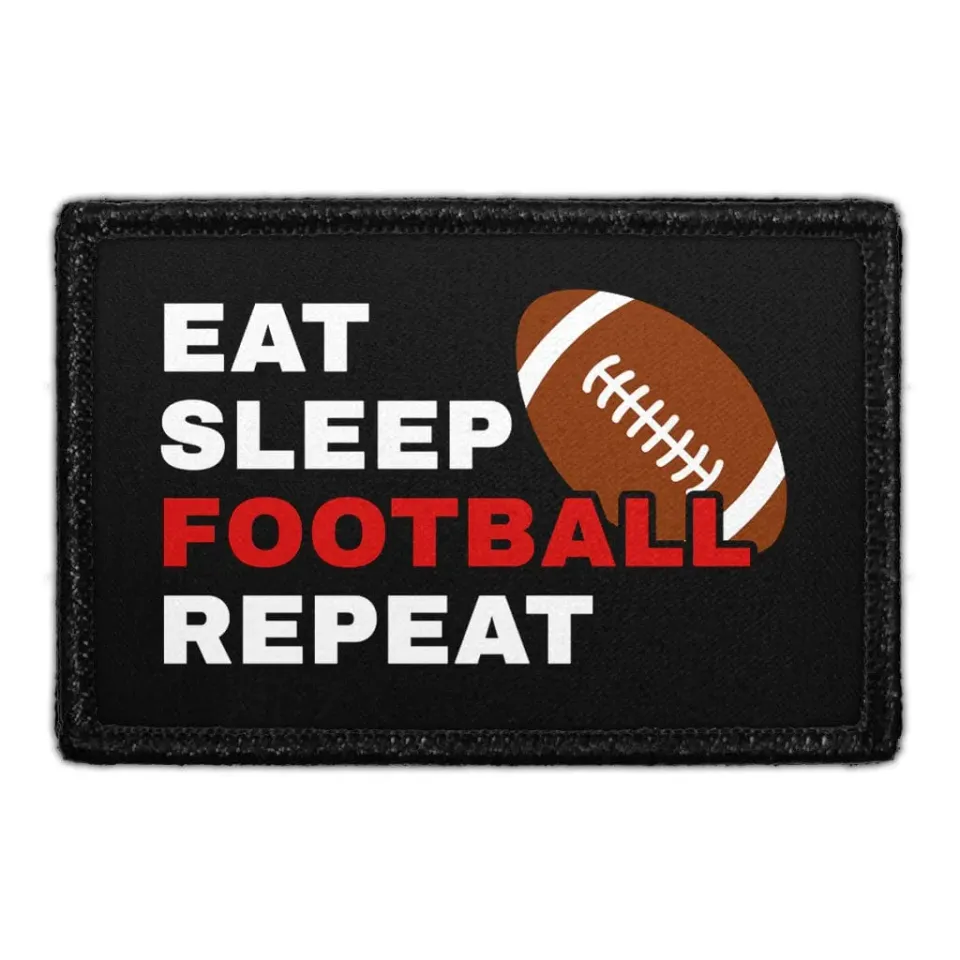 Pull Patch Eat Sleep Football Repeat patch 76 mm velcro