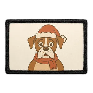 Pull Patch Boxer Dog With Santa Hat patch 3x2 hund