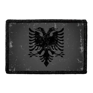 Pull Patch Albania Flag patch distressed sort hvid