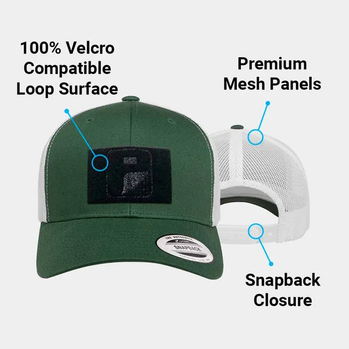 Pull Patch Trucker Curved Bill Snapback kasket grøn hvid mesh