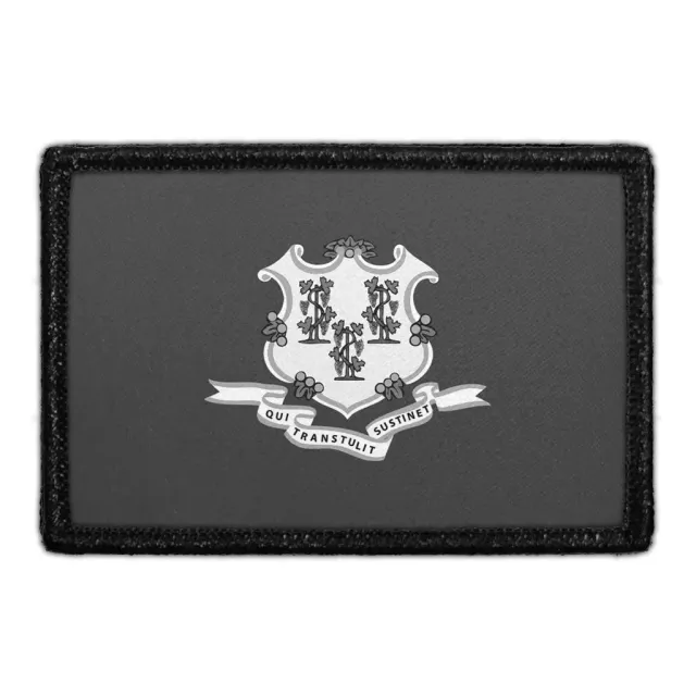 Pull Patch Connecticut flag patch sort-hvid velcro