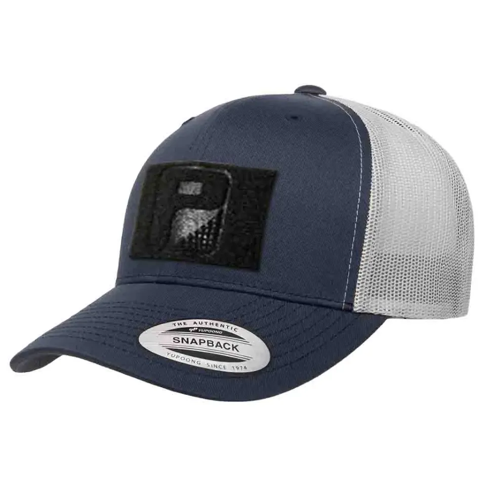 Pull Patch Trucker Curved Bill Snapback kasket navy sølv mesh