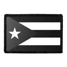 Pull Patch Cuba Flag patch sort/hvid velcro 1 stk