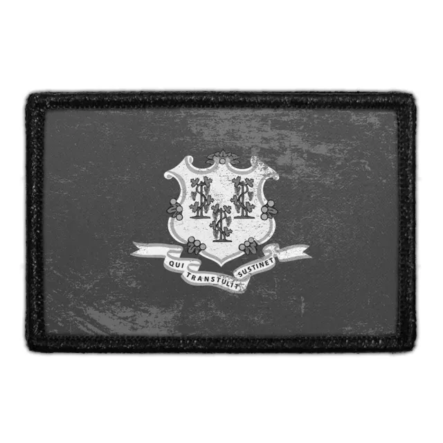 Pull Patch Connecticut State Flag patch vintage sort hvid
