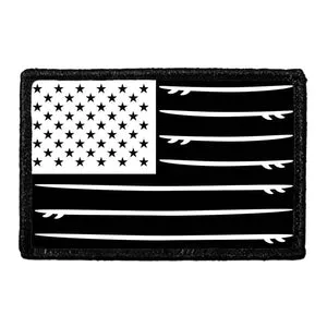 Pull Patch US Flag Surfboards Black and White patch velcro