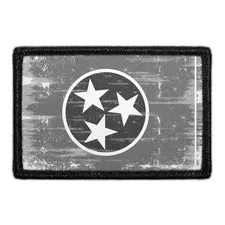 Pull Patch Tennessee State Flag patch med velcro sort-hvid