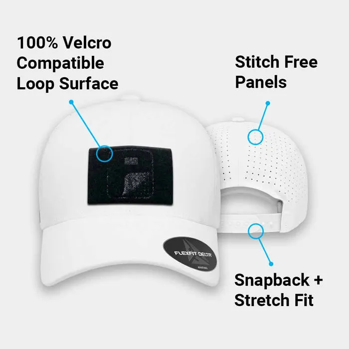 Pull Patch Delta Flexfit snapback cap hvid perforeret