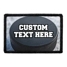 Pull Patch Custom ishockey puck patch med egen tekst 76mm