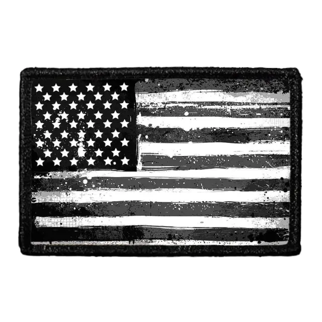Pull Patch American Flag Black and White Distressed velcromærke