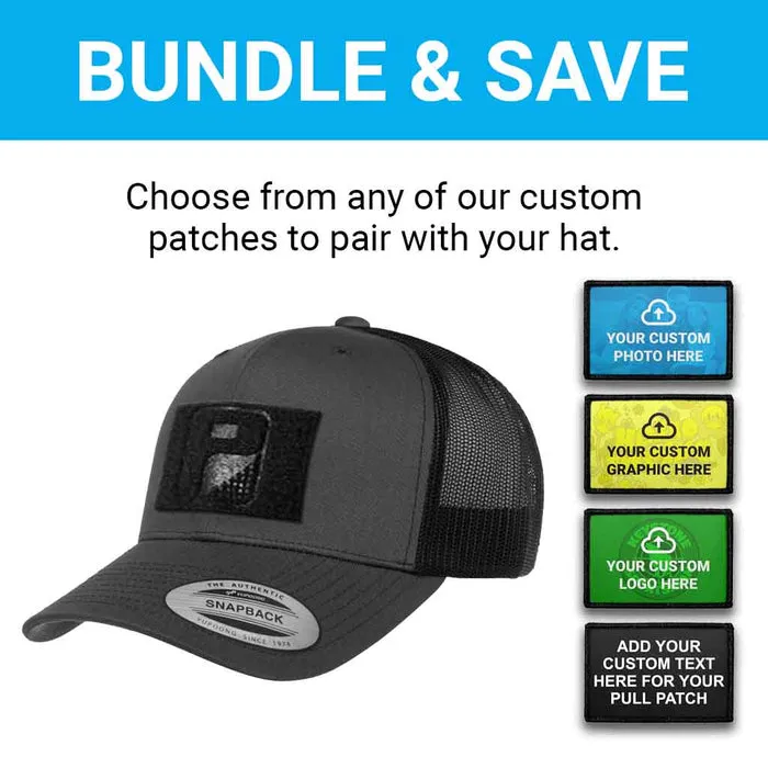 Pull Patch 4 Lines Custom Text trucker kasket charcoal