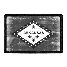 Pull Patch Arkansas State Flag patch sort-hvid velcro