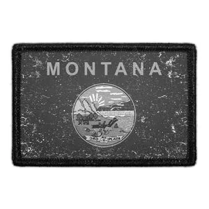 Pull Patch Montana State Flag patch sort hvid slidt