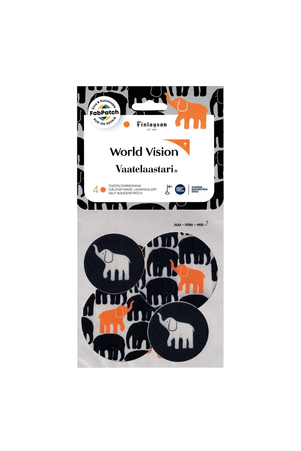 FabPatch World Vision lapper 4 stk elefant