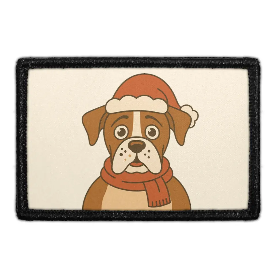 Pull Patch Boxer Dog With Santa Hat patch 3x2 hund