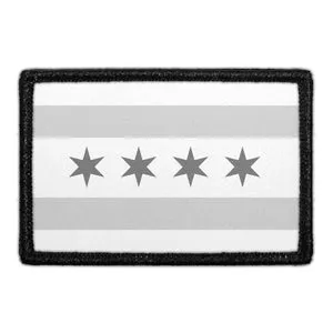 Pull Patch Chicago City Flag patch sort-hvid 76x51