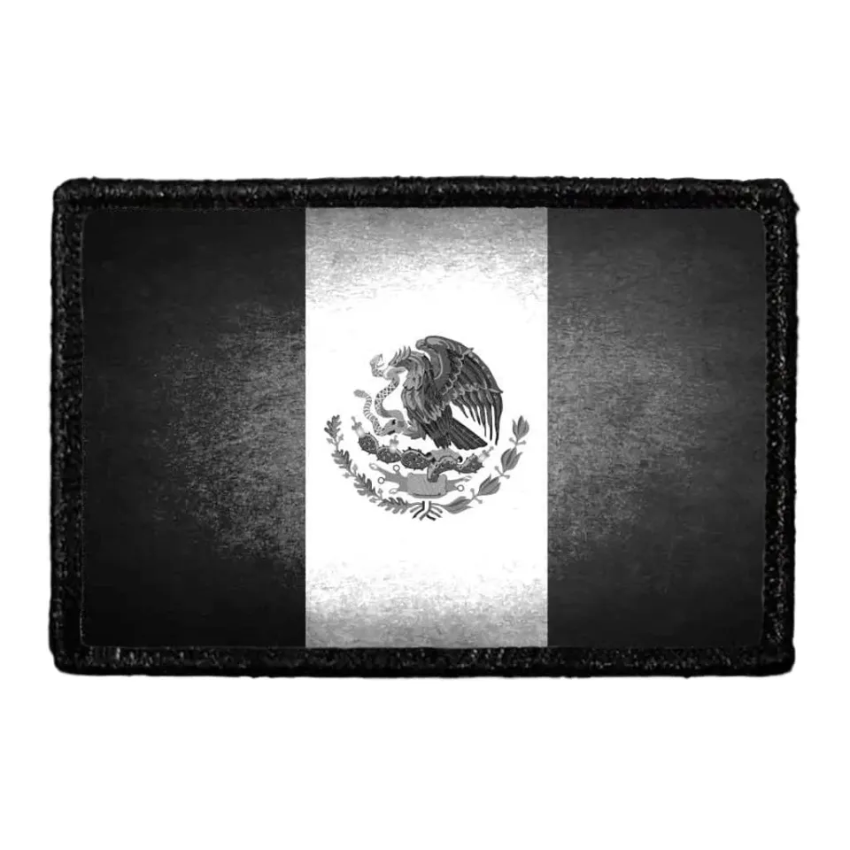 Pull Patch Mexico Flag patch sort hvid slidt