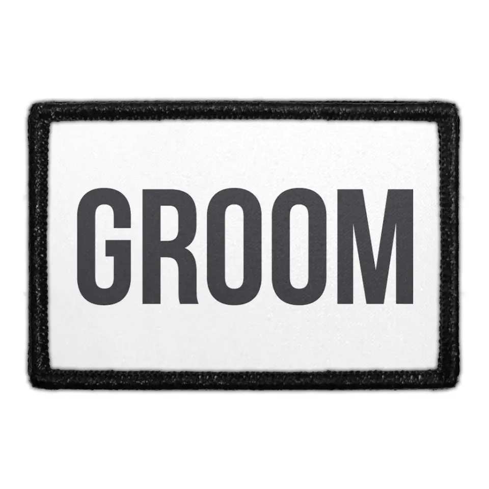 Pull Patch Groom hvid patch velcro bryllup