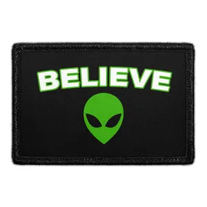 Pull Patch Alien Head Believe patch med velcro