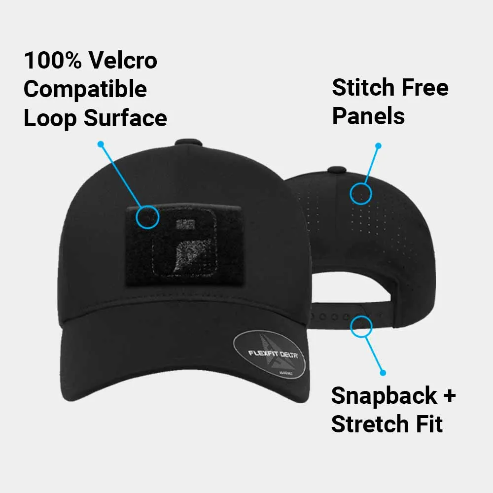 Pull Patch Delta Flexfit snapback cap sort perforeret